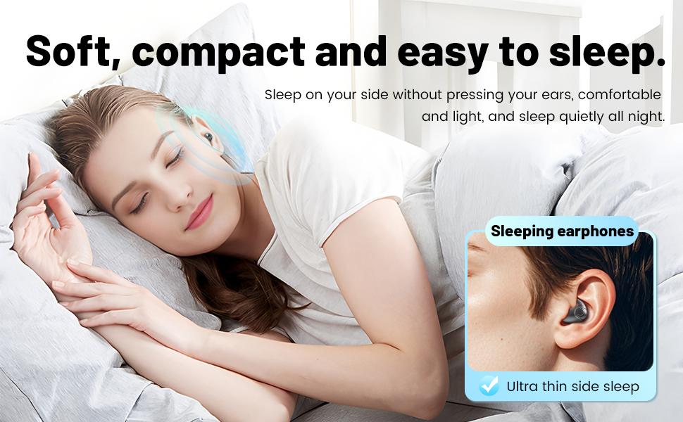 MSHUKCOE Mini Invisible Bluetooth Earbuds 5.4, 10h Playtime, LED Display, Long Battery, Stereo Sound, IPX5 Waterproof, USB Chargeable, Portable Headphones for Side Sleepers