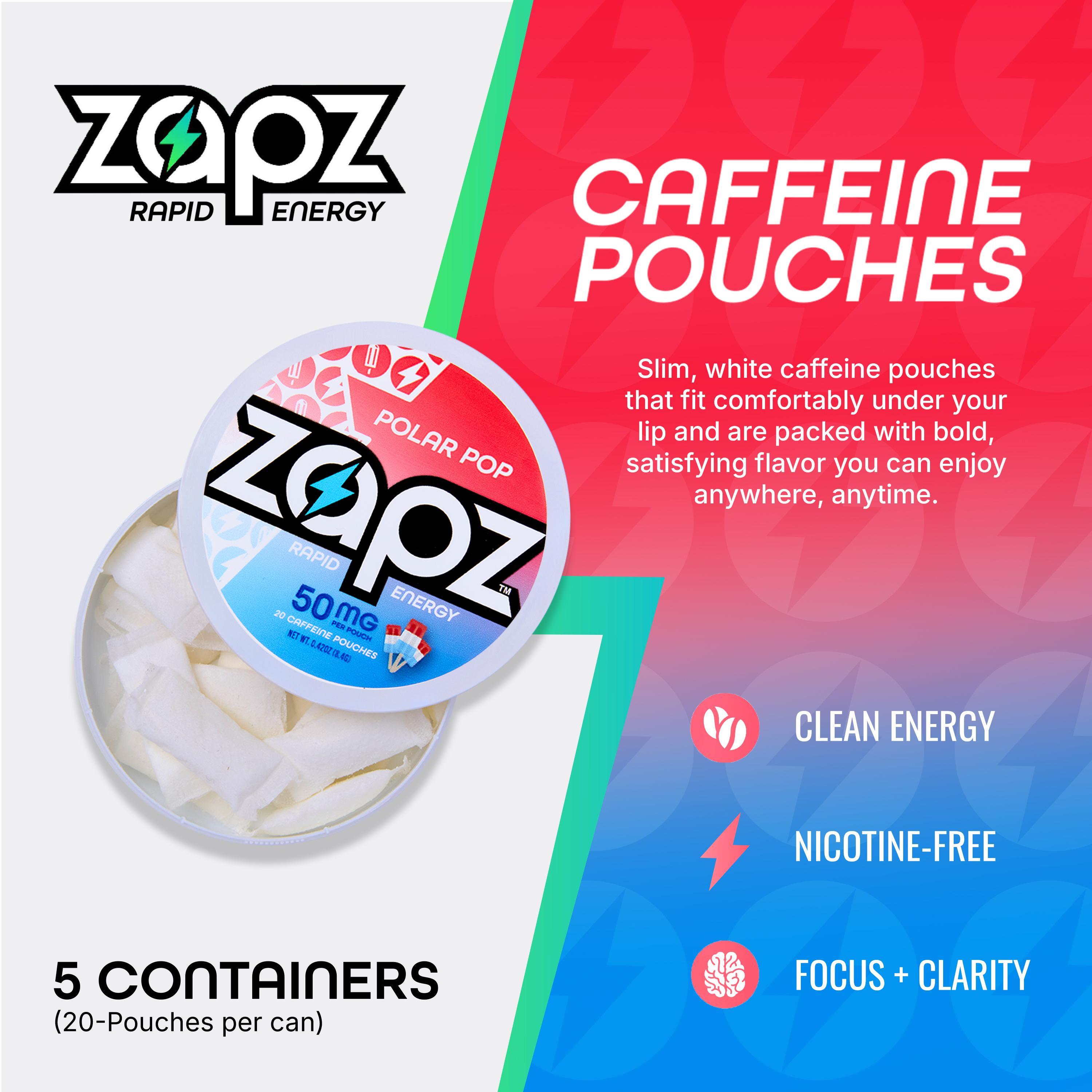 ZAPZ Caffeine Pouches, Polar Pop, 5 Cans x 20 Count, Energy