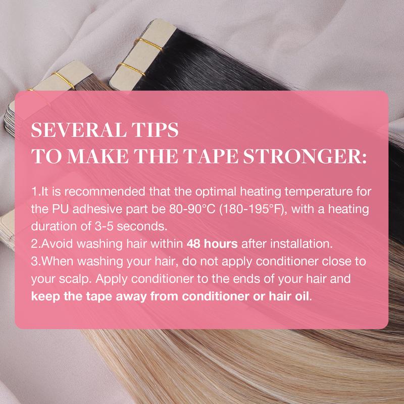 GOOGOO Hair Extensions Tape in Human Hair Natural Straight