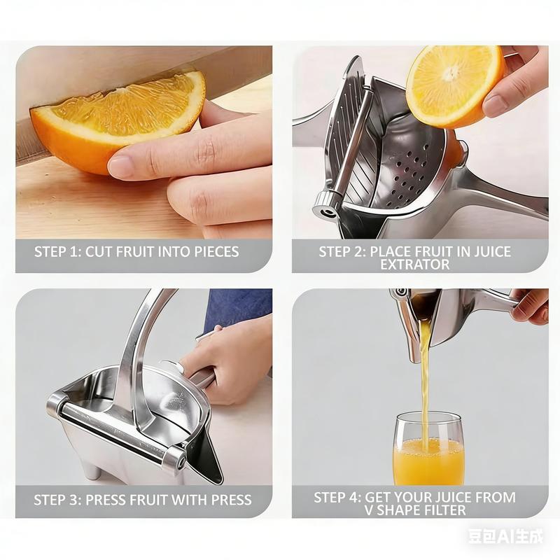 Hand Juicer Squeezer - Portable Multifunctional Manual Fruit Juicer Quiet Operation Easy Cleaning Detachable Head Press Sturdy Food Grade Juicermachine Kitchen Gadget Utensils