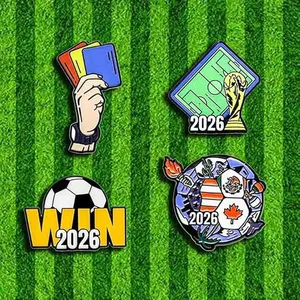 MUNBYN 2026 World Cup USA Mexico Canada Metal Badge Brooch, Football Fan Souvenir Pin, Sports Memorial Gift
