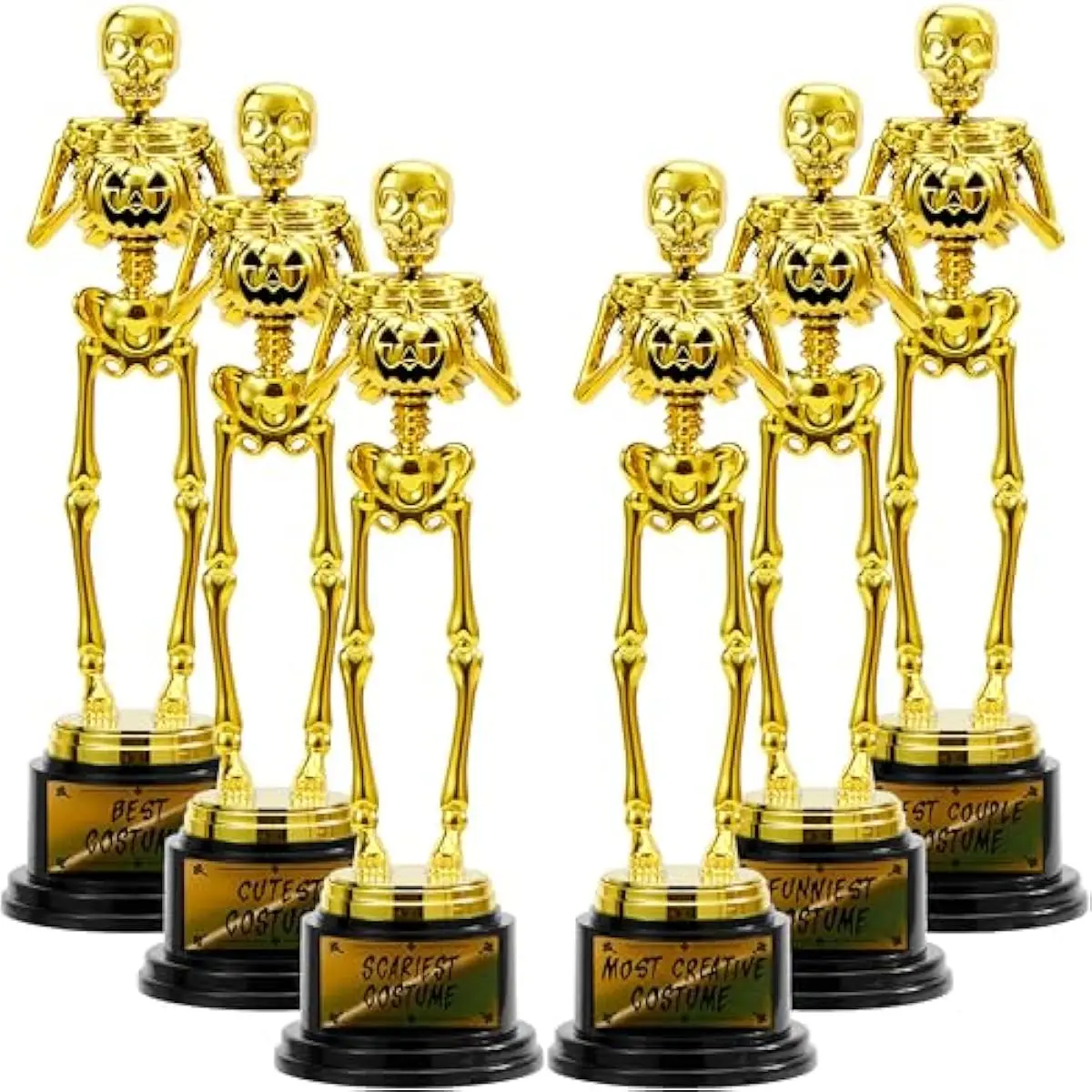 Halloween Trophy Best Costume Skeleton 10.6x3.2, 2/6PCS Awards for Medals Party Favor Prizes, Golden Costume Contest Trophy, School Classroom Rewards,Trick or Treat