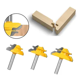 A Set of 3 Pcs 45 Degree Lock Miter Router Bit for 1/2'',5/8'',3/4'' Cutting Height,1/4 Inch Shank,Easy to Create Lock Miter Joint,Woodworking And Joinery,Tools & Hardware