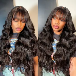 ZLIKE All-Day Comfort Wig 180% Density Loose Body Wave Glueless Closure HD Lace Human Hair Wig with Bangs Pre-Cut Lace