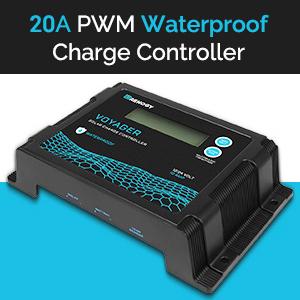 Renogy Voyager 20A 12V/24V PWM Waterproof Solar Charge Controller w/ LCD Display for AGM, Gel, Flooded and Lithium Battery, Used in RVs, Trailers, Boats, Yachts, Voyager 20A
