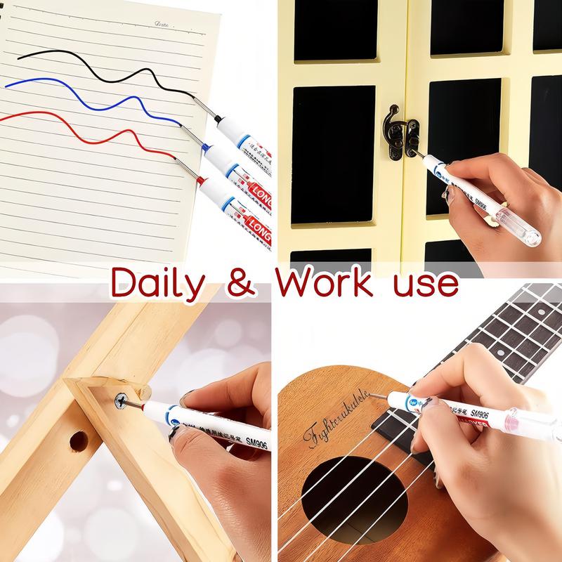 5 Counts Deep Drill Hole Long Nib Marker,20mm Tip Deep Hole Pen,For Metal Perforating PensWoodworking Marker Pen,Quick-Dry Waterproof Marker Pen,Plastic,Marking Pen for Wood,Wall,Cardboard Construction Site Pen
