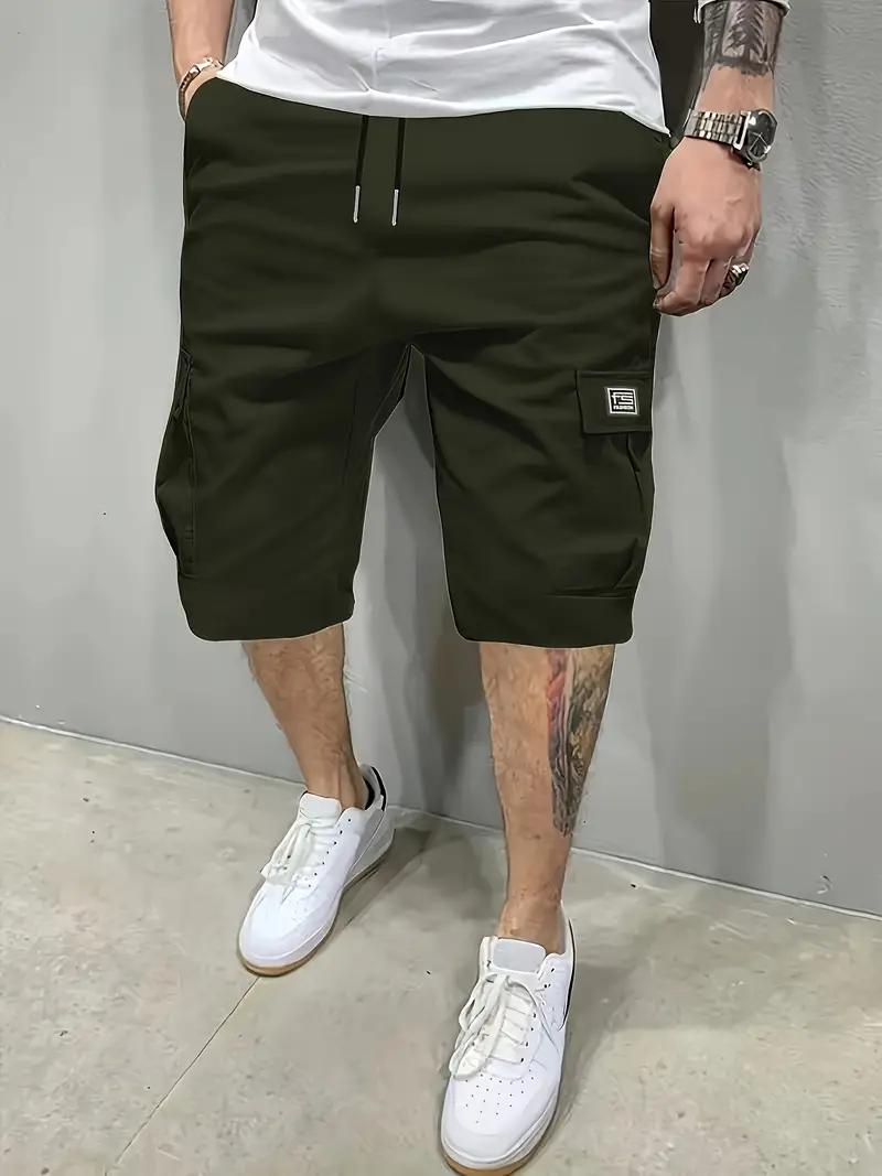 3-Piece Men's Shorts Set - Brown Black & Green - Slanted Pockets - Versatile Casual Wear - 3-Piece Bottoms for Everyday Use Menswear Overalls shorts men