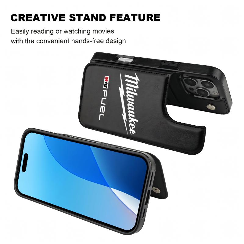 Milwaukee Pattern Phone Cases,Compatible For SAMSUNG GALAXY S22 S23 S24 ULTRA PLUS Premium Leather Flip Wallet with Card Bag Holder Women Gift ,Black Brown Pink,  Shockproof Anti-Drop Full Protection Cover Shell Casing