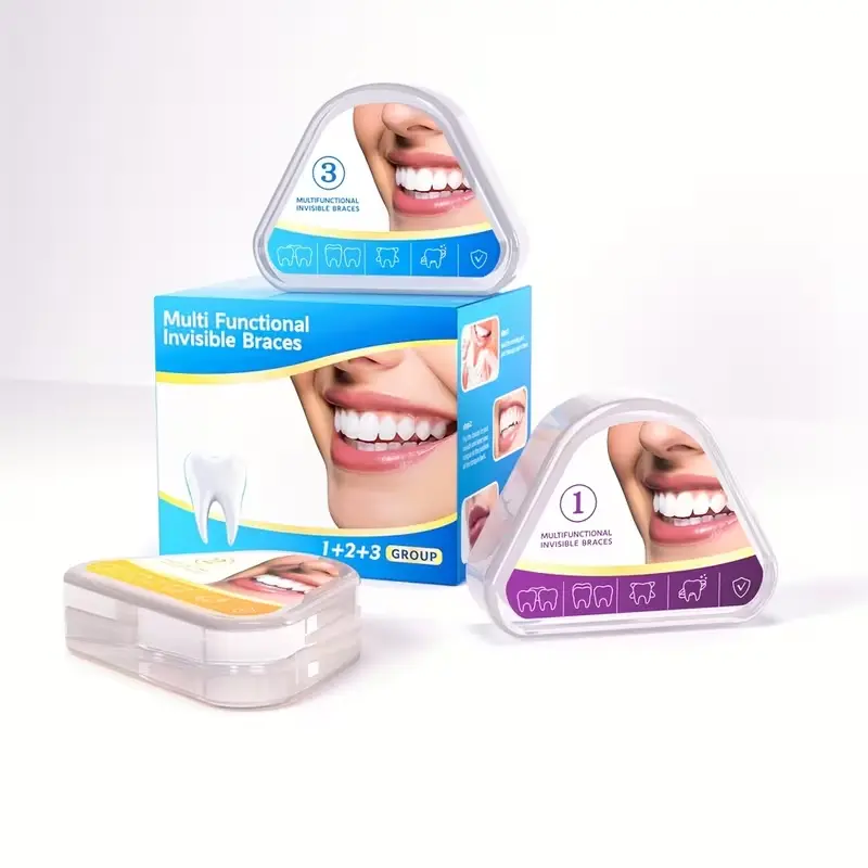 3-Stage Progressive Orthodontic Braces Trainer Set, Lightweight Dental Aligners for Kids - Daily & Nightwear Smile Alignment Orthodontic Accessories for Teeth Straightening, Jaw Alignment & Oral Health, Kids&Adults
