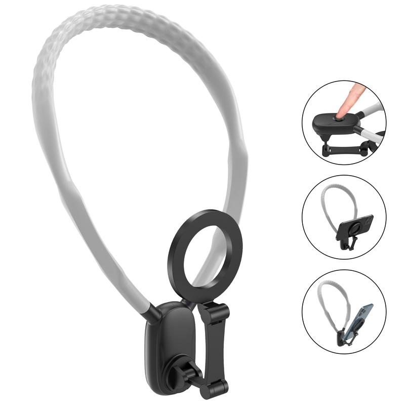 Magnetic Neck Mount for Phones - Hands-Free POV/Vlog Holder, Chest Strap for iPhone 17 16 15 14 , Android, and Smartphone Accessories