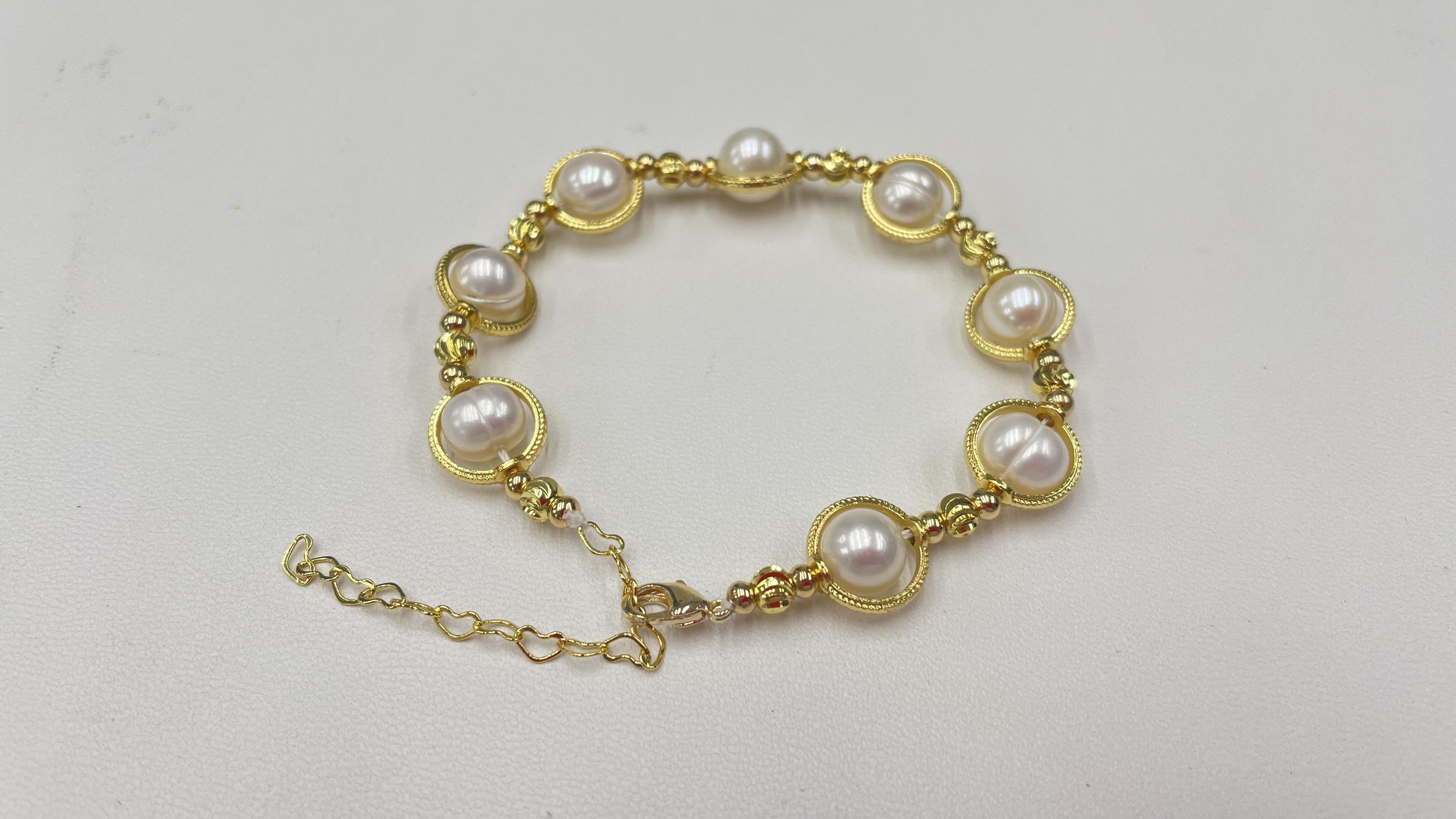 Freshwater Pearl Natural Pearl Bracelet Planet Design Bracelet Classic Fashion Gift giving Versatile Adjustable Tail Chain