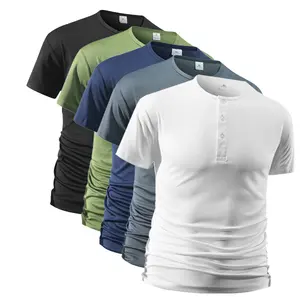 Men's American Retro Henry Collar Short-Sleeve Quick-Drying Breathable Sports T-Shirt with True Sports-Ready Fit,summervibes