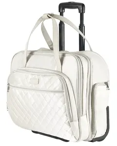 Rolling Laptop Bag 15.6-Inch Wheeled Computer Case for Work Travel Suitable for Women and Men Cushioned Laptop Sleeve, Multi-Compartment Design, Telescoping Handle, Quiet Smooth Wheels, Water-Resistant Oxford Fabric, Luggage Strap