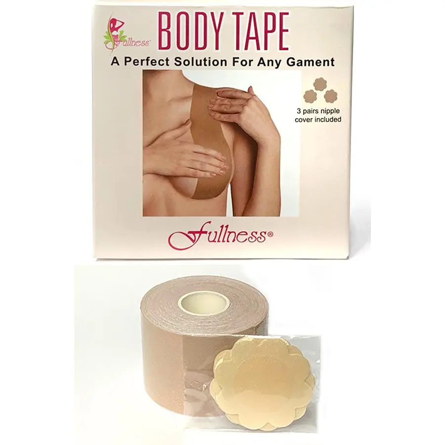 Body Tape with 3 Included Pasties,  Anti-Slip Adhesive Tape for Instant Lift & Support