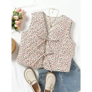 A women's patterned vest with elegant temperament and fashionable commuting style, sleeveless clothes, suitable for parties, indoor and outdoor wear