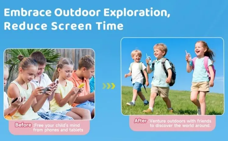 2-Piece Kids' Rechargeable Video Walkie Talkies Pair Pack - Handheld Video Intercom, Indoor and Outdoor Use, Christmas/New Year Gift for Boys/Girls Ages 3-12, Family Games Essential, Back-to-School Present,sohochic