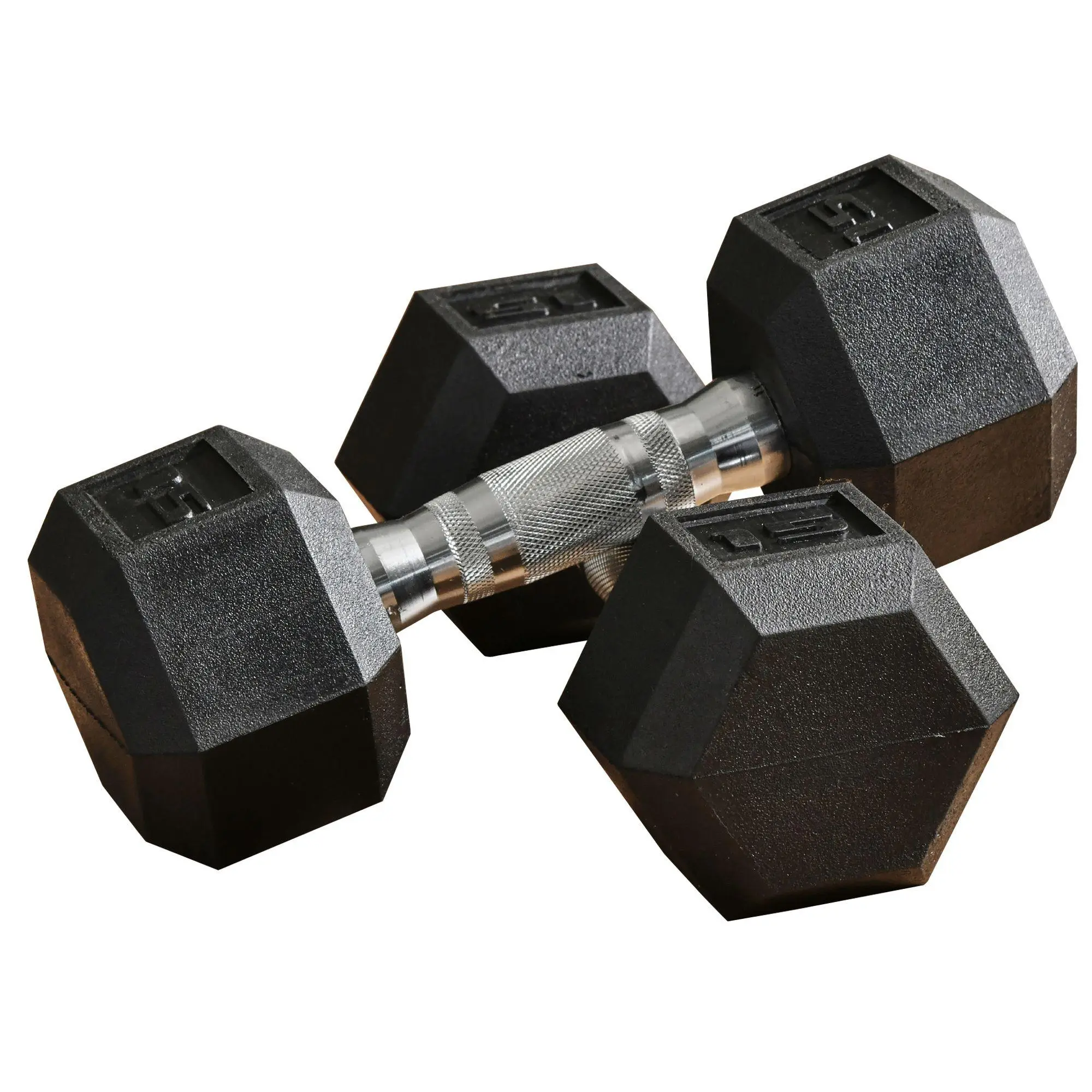 Soozier 30 lbs Hex Dumbbell Set (2 x 15 lbs), Rubber Coated Steel Weights with Non-Slip Grips for Home Gym Upper Body Workout, Home Gym Equipment, Resistance Training, Workout Equipment, Home Workout