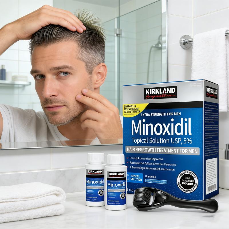 Kirkland Minoxidil Hair & Beard Growth Kit -Anti Hair LossTreatment with Dropper &Derma Roller Kirkland Minoxidil Hair & Beard Growth Kit -Anti Hair LossTreatment with Dropper &Derma Roller