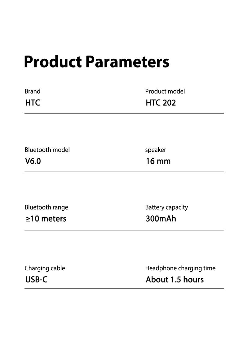 HTC NE35 New Open-Ear Headphones, True Wireless Bluetooth Earphones with Microphone, Earhook Earbuds with 48 Hours of Playtime, Fast Charging, IP55 Water-Resistant, Black