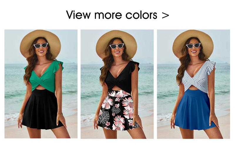 Aleumdr Women's One Piece Swimsuit Ruffle Cutout Swimdress Tummy Control V Neck Wrap Swimwear Swimming Sport Clothing Beach Aleumdr Women's One Piece Swimsuit Ruffle Cutout Swimdress Tummy Control V Neck Wrap Swimwear Swimming Sport Clothing Beach