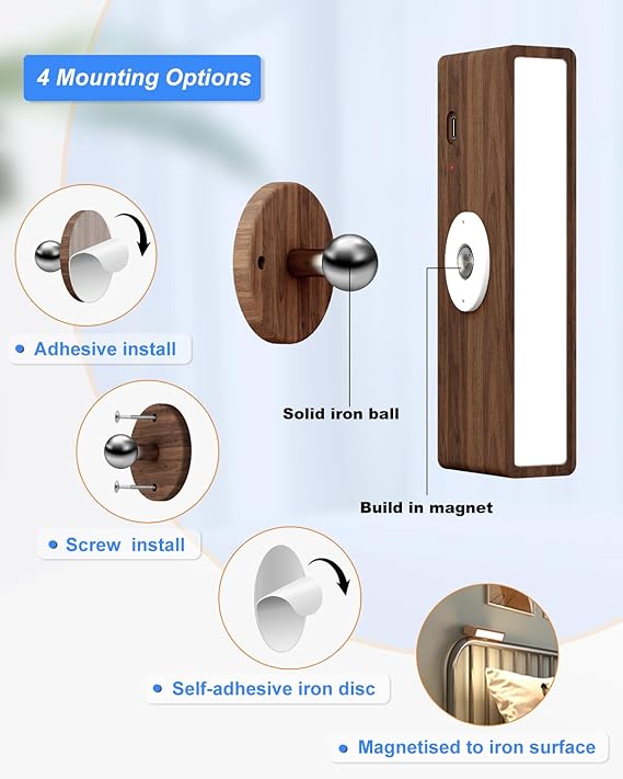 LED Wall Sconce Wireless Kitchen Lighting USB Rechargeable 360° Adjustable Angle Wall Light Remote Control Reading Lamp For Bedroom Closet Hallway Cabinet Display Shop Light Modern Rustic Lamps