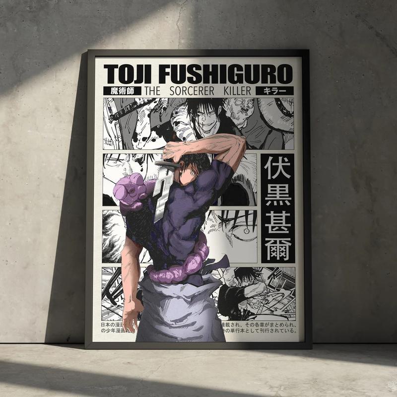 Toji Jujutsu Kaisen Anime Poster Print, JJK Manga Artwork Wall Hanging Home Decor, Gojo Geto, Minimalist Christmas Gift for Anime Fan