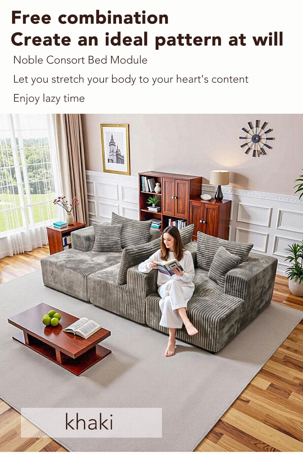 132'' U-shape Modular Corduroy Sofa Modern Living Room Comfortable No Assembly Needed Popular Boneless Sectional Couch Loveseat Couch Sleek boneless sectional couch bean bags furniture living room