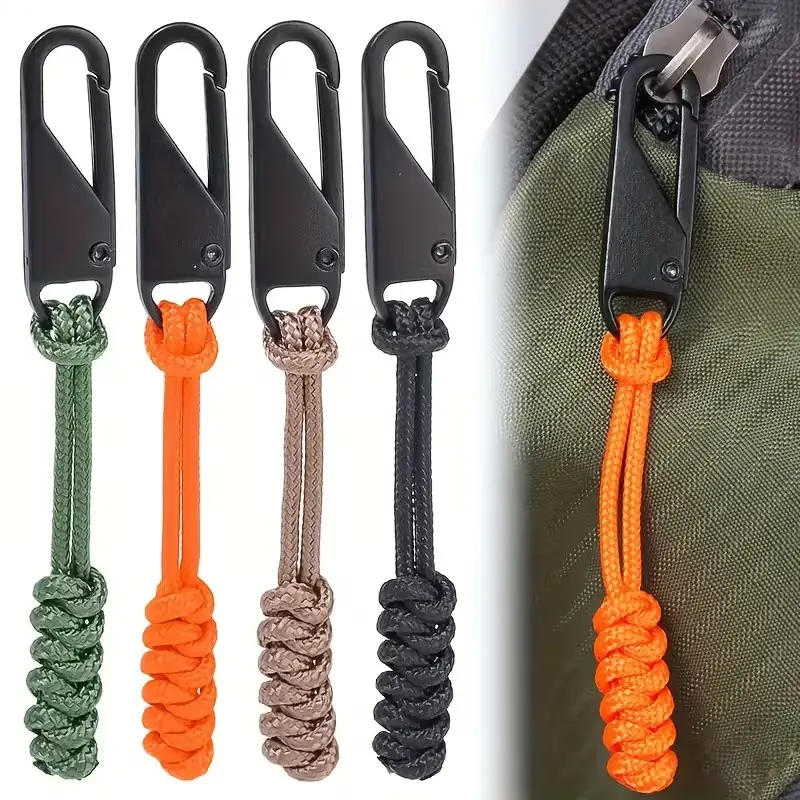 6pcs Heavy-Duty Durable Braided Zipper Pulls with Metal Sliders, Replaceable Zipper Handles for Outdoor Hiking Backpacks & Bags, Available in Multiple Colors,dorm room inspo,college dorm essentials,dorm haul