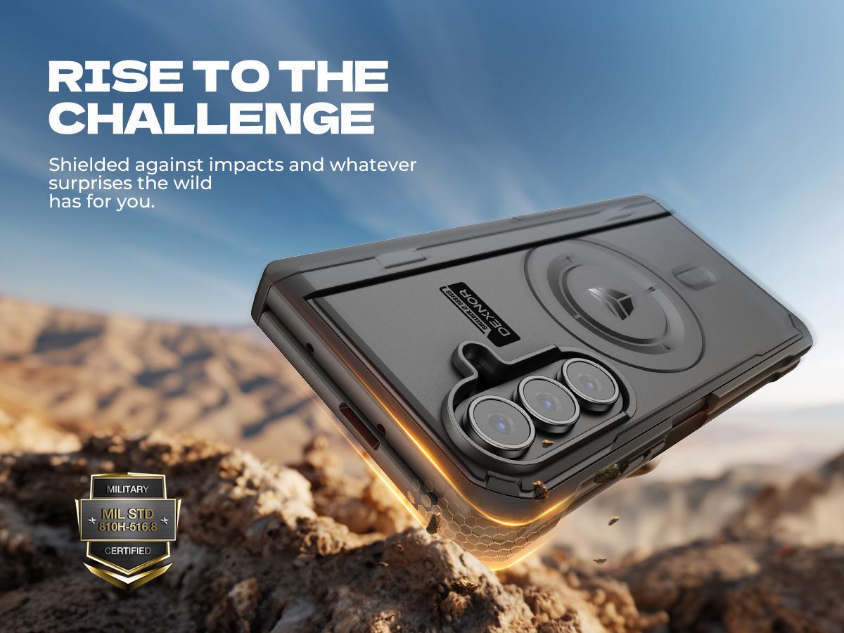 Dexnor Magnetic for Samsung Galaxy Z Fold 7 Case with Dual Kickstands & Front Screen Protector & Hinge Protection, Compatible with MagSafe, Full-Body Rugged Protective Cover Bumper Cases,6.5"