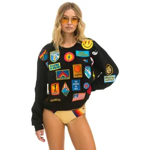 VINTAGE PATCH RELAXED CREW SWEATSHIRT - BLACK