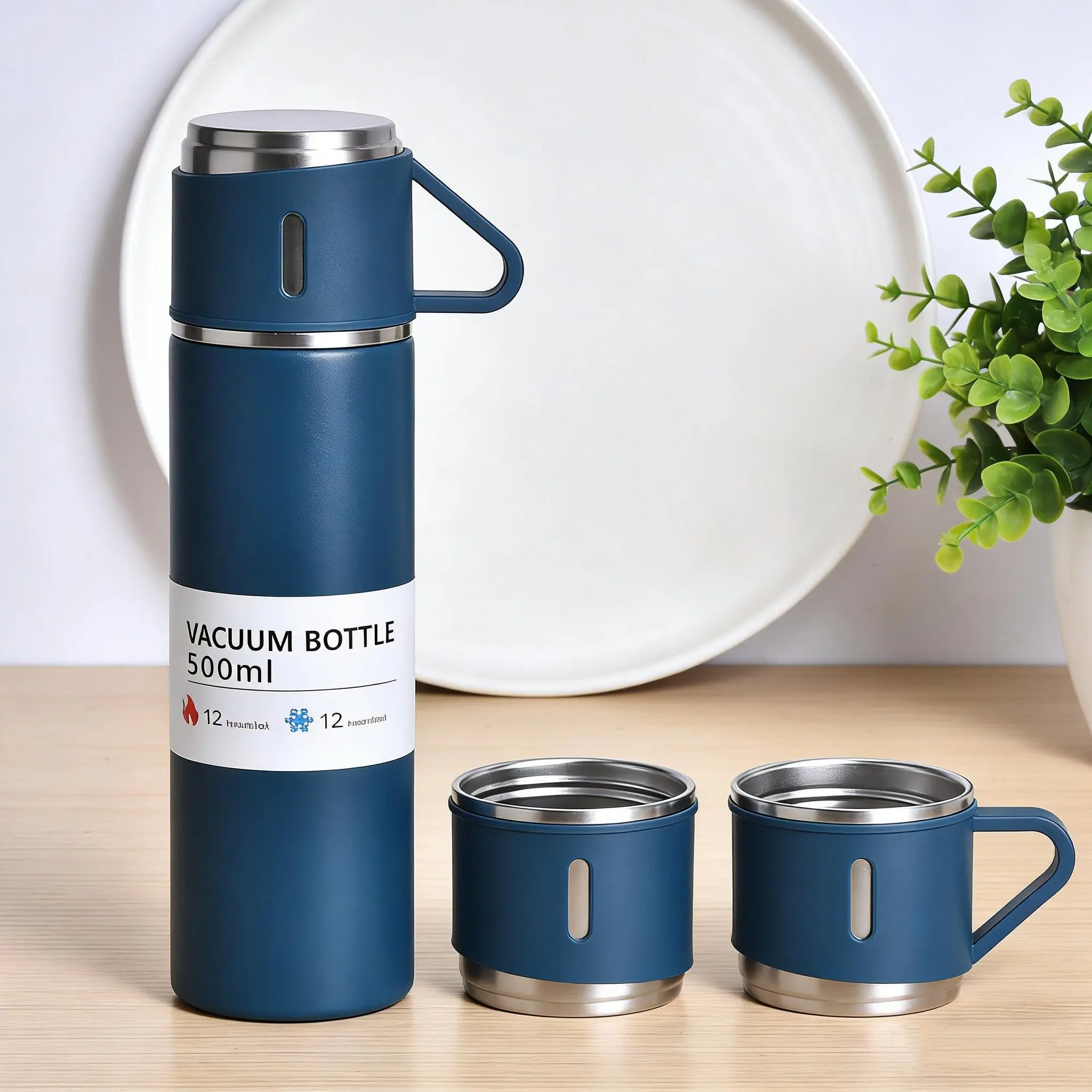 304 Stainless Steel Double-Walled Vacuum Flask Tumbler, Insulated Cup with 3 Lids, Heat-Resistant, Leak-Proof, Long-Lasting Temperature Retention, Portable Drinkware for Versatile Use (Sleek Looks, Aesthetic & Functional)