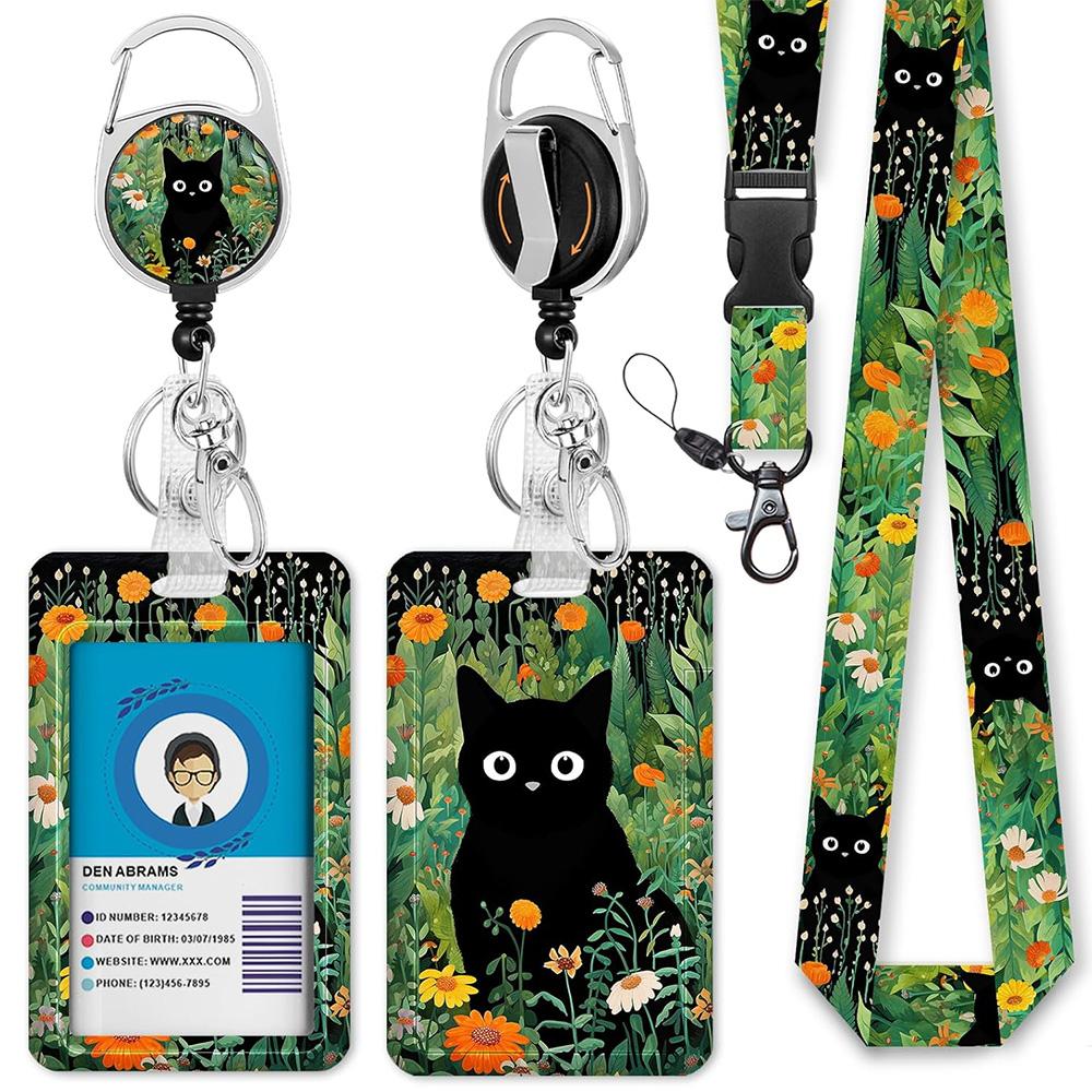 ID Name Tag Badge Holder with Retractable Reel, Heavy Duty Badge Clip with 360° Rotatable Carabiner, Retractable Keychain, Removable Cardholder for Daily Office, Work and Student Use