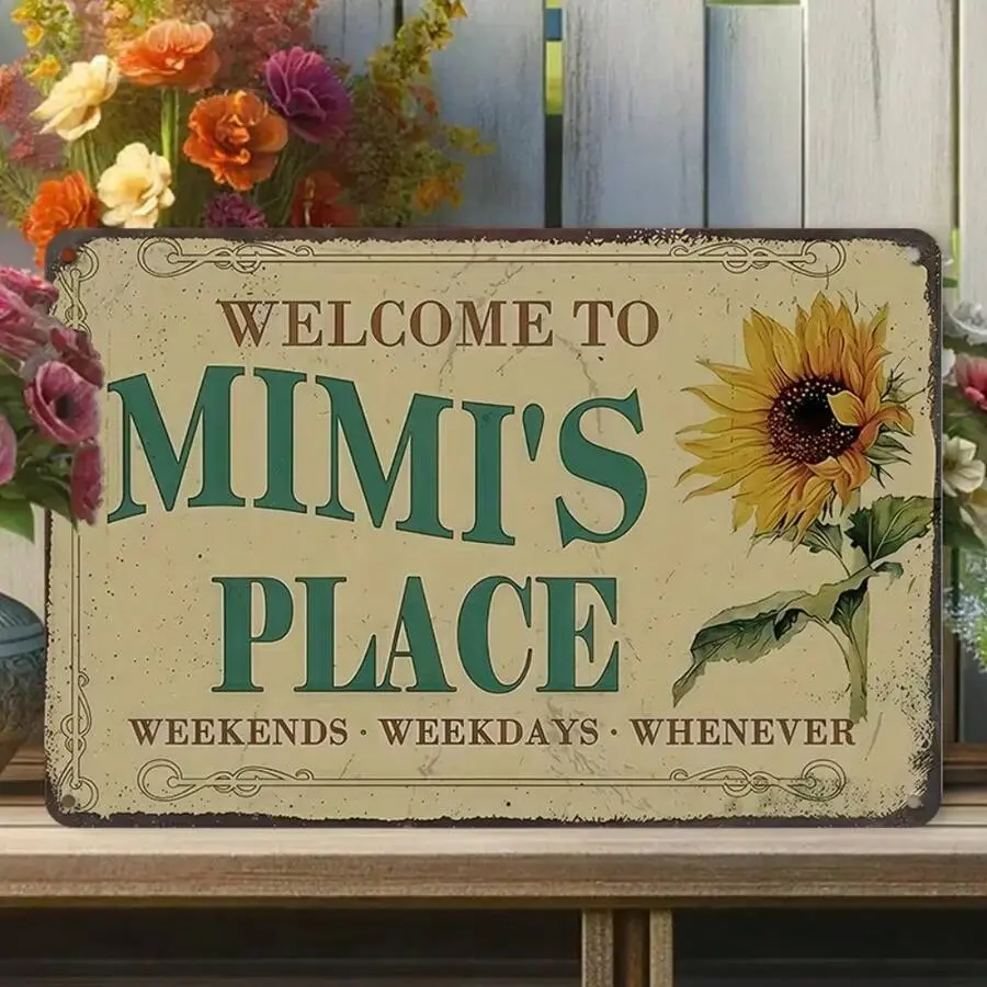 GIGI's Place tin sign Vintage Sunflower Metal Sign Welcome to GIGI's Place for Garden & Yard Bar Porch Garage Home Bedroom Kitchen Decor Gift 8 x 12,easy to hang,Mother's Day gift,gift for MiMi | summervibes Decorative Plaque Iron