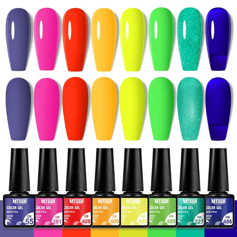 MTSSII 8pcs Neon Colorful Y2K Highly Saturated Color Painting Gel Nail Polish Set, Flourescent Rainbow Long Lasting Polish, for Home Saon Nail Art Summer Nails Festival Gift, Nail Polish Gifts, Nail Products