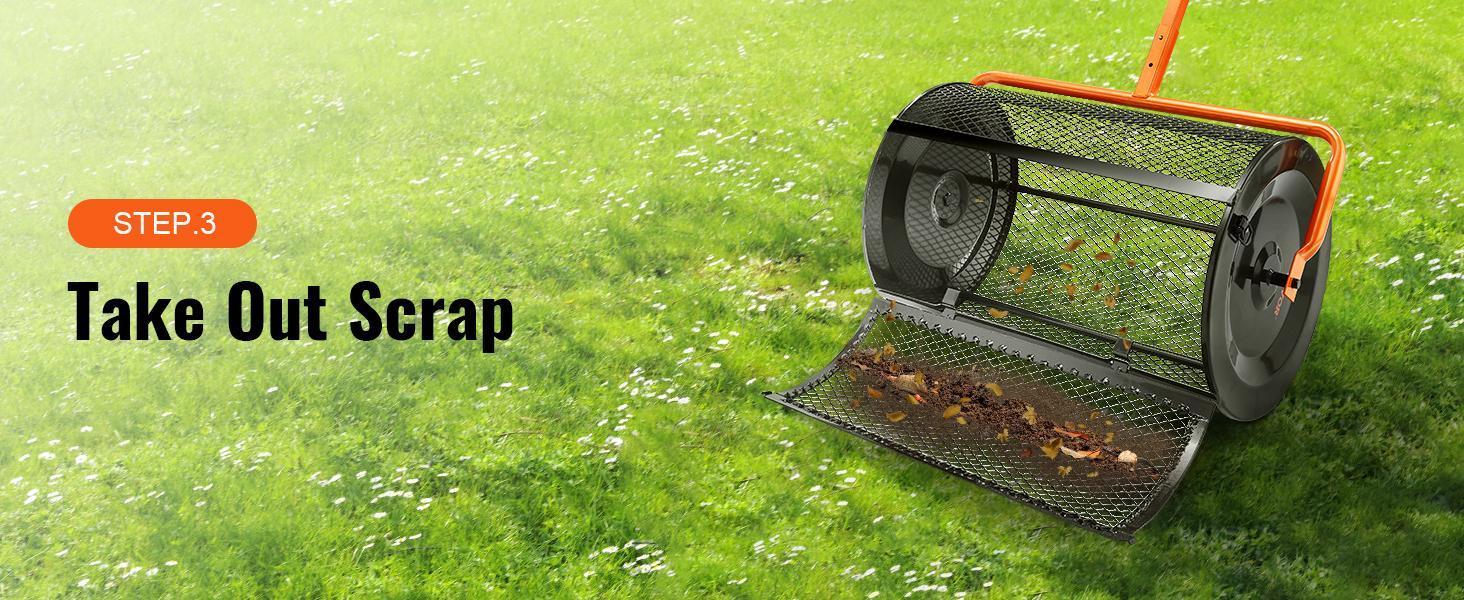VEVOR Compost Spreader Peat Moss Spreader 24 inch Wide 24.4-26.4" Height Adjustable Lawn & Garden Spreaders Compost, Top Soil, Mulch - Durable Lightweight Multi-Purpose Yard Care Equipment