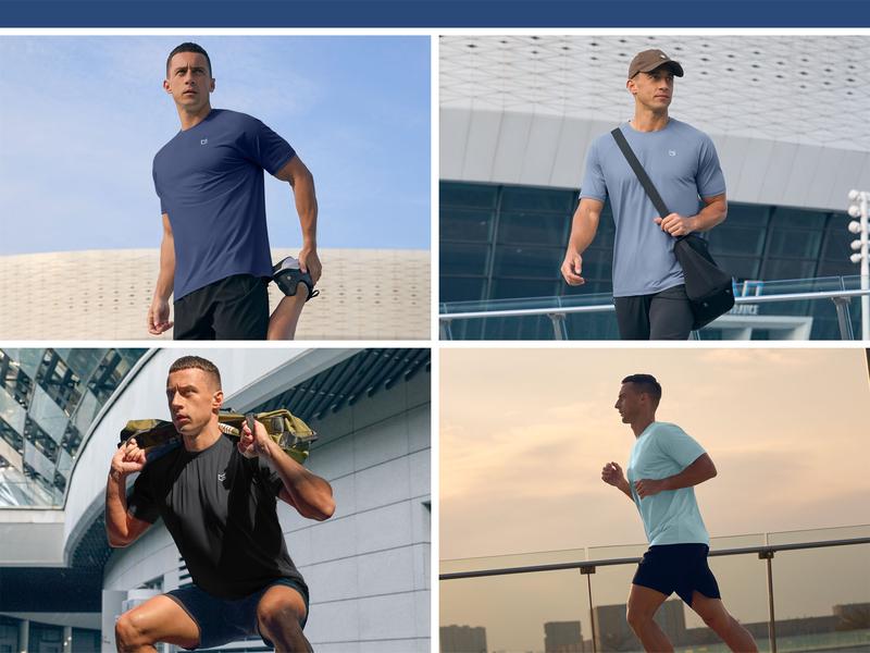 G Gradual Men's Workout Tops Athletic T-Shirts Moisture Wicking Cooling Running Shirts Short Sleeve Performance Tee for Gym Tennis Activewear