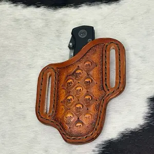 FULL GRAIN Leather Trapper style pocket knife sheath Hand made in Texas USA