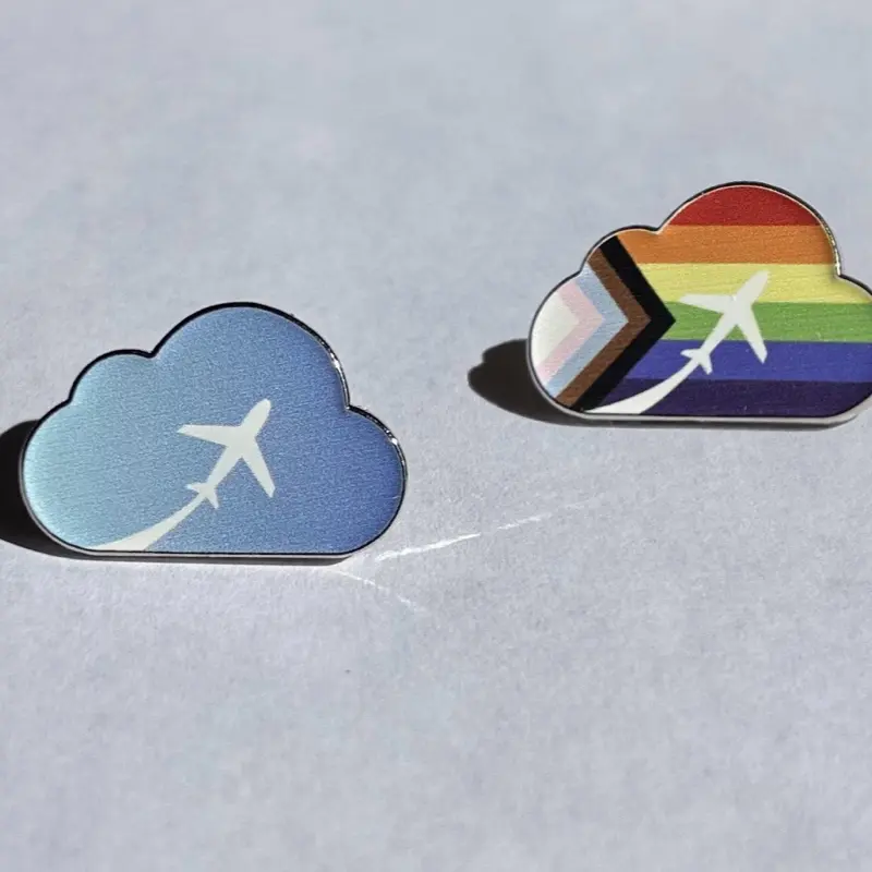 Cloud Cruiser Enamel Pins - Aviation-Inspired Travel Pins with Colorful Cloud Design and Airplane Symbol