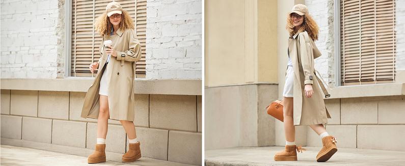 Dream Pairs DIY-Bow Platform Snow Boots – Splash-Proof Suede, Faux-Fur Lining, Memory-Foam, Anti-Slip Sole