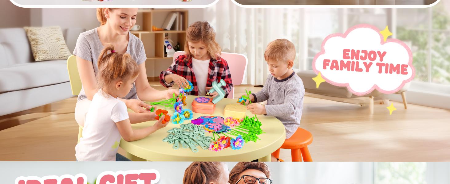 Beefunni DIY Flower Bouquet Craft Kits Toys, DIY Crafts Toys for Kids, Fabric Flower Bouquets for Girls, Educational Activity for Birthdays Christmas Gifts Toddler Girl