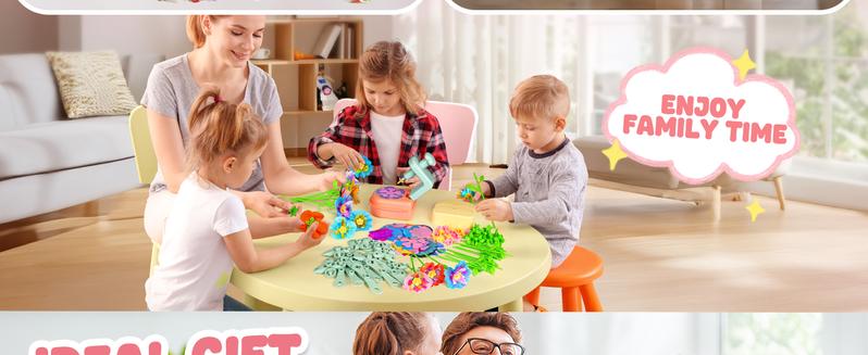 DIY Flower Bouquet Craft Kits Toys, DIY Crafts Toys for Kids, Fabric Flower Bouquets for Girls, Educational Activity for Birthdays Christmas Gifts Toddler Girl