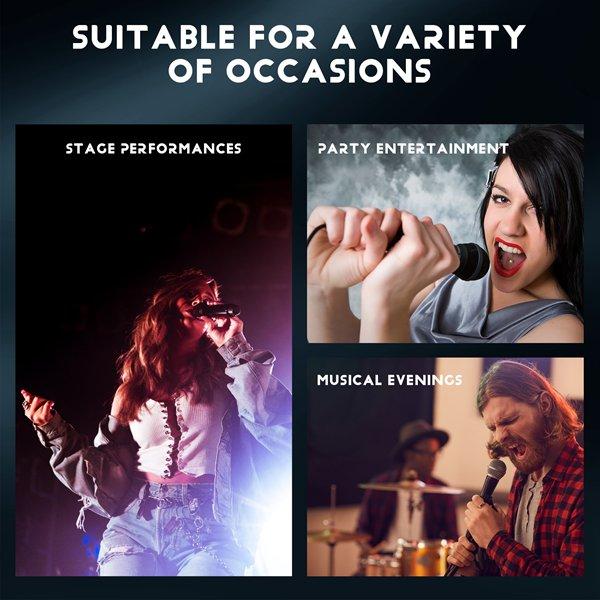 ABS Wireless Microphone System with 48V Phantom Power Wired to Wireless Handheld Dynamic Instrument Mic for Professional Audio