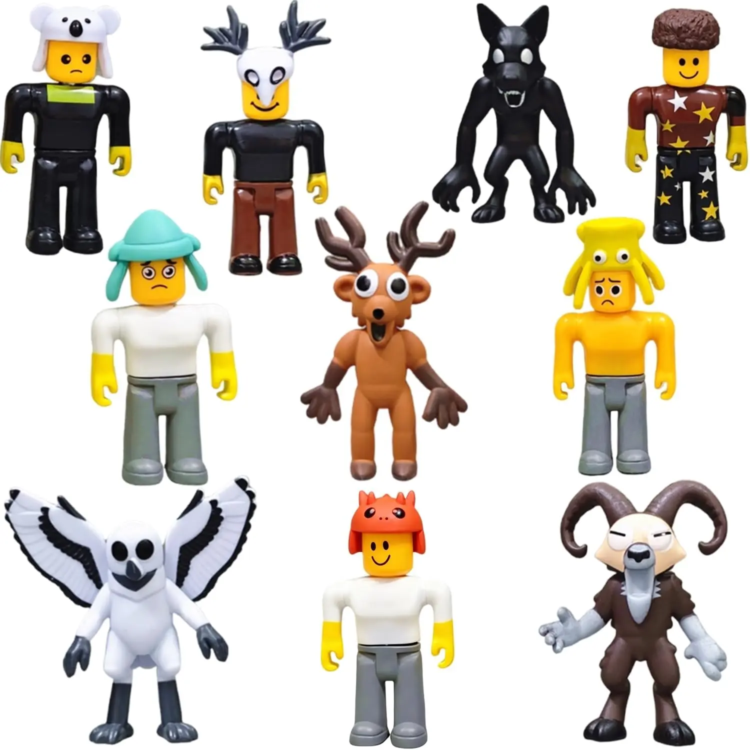 10-Pc 99 Nights in The Forest PVC Articulating Action Figures Toyset, 3in Animal Mystery Toy Set for Kids, Home Decor Collector Set (Deer, Owl, Ram, Monster), Pvc Action Figures
