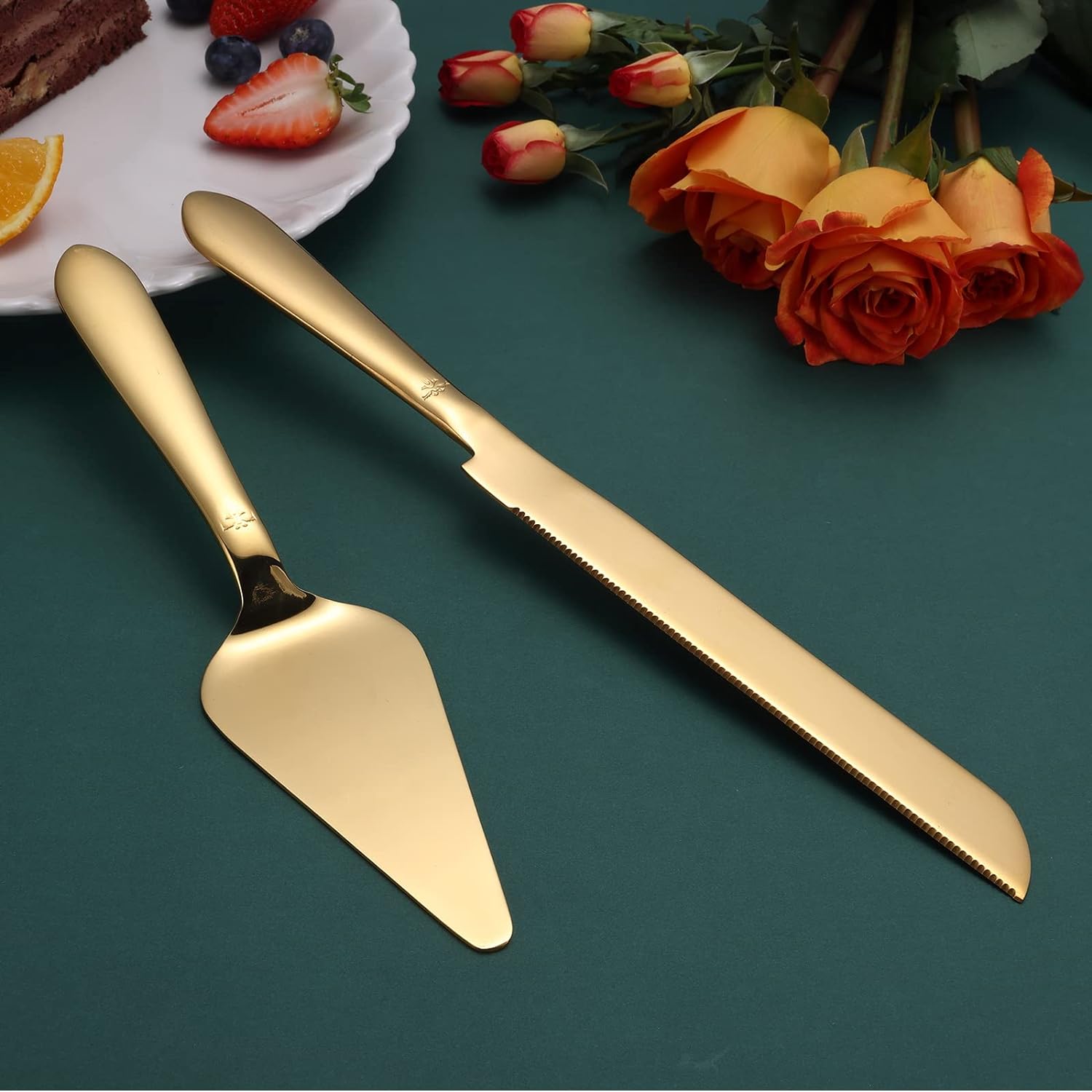 Cake Cutting Set for Wedding, Elegant Cake Knife and Server Set with Thickened Stainless Steel and Rounded Edges, Cake Cutter and Pie Spatula for Birthday Anniversary Christmas Gift Set of 2, Silver Bakeware Utensils Cake Cutting Set for Wedding, Elegant Cake Knife and Server Set with Thickened Stainless Steel and Rounded Edges, Cake Cutter and Pie Spatula for Birthday Anniversary Christmas Gift Set of 2, Silver Bakeware Utensils