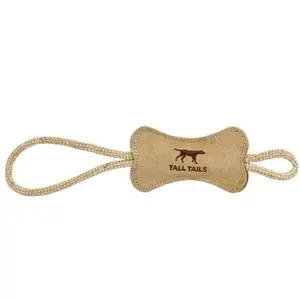 Tall Tails Natural Leather Bone Tug Toy
