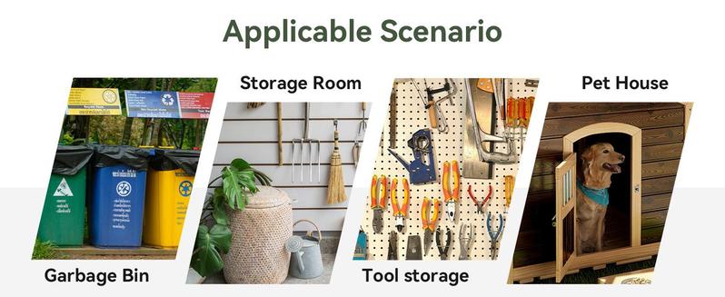 Aoxun 80 CU.FT Outdoor Storage Shed Metal Trash Can Storage with Chain Lid Waterproof Outdoor Garbage Can Organizer, Ideal for 2 Trash Bins, Toys, Garden Tools (Black)