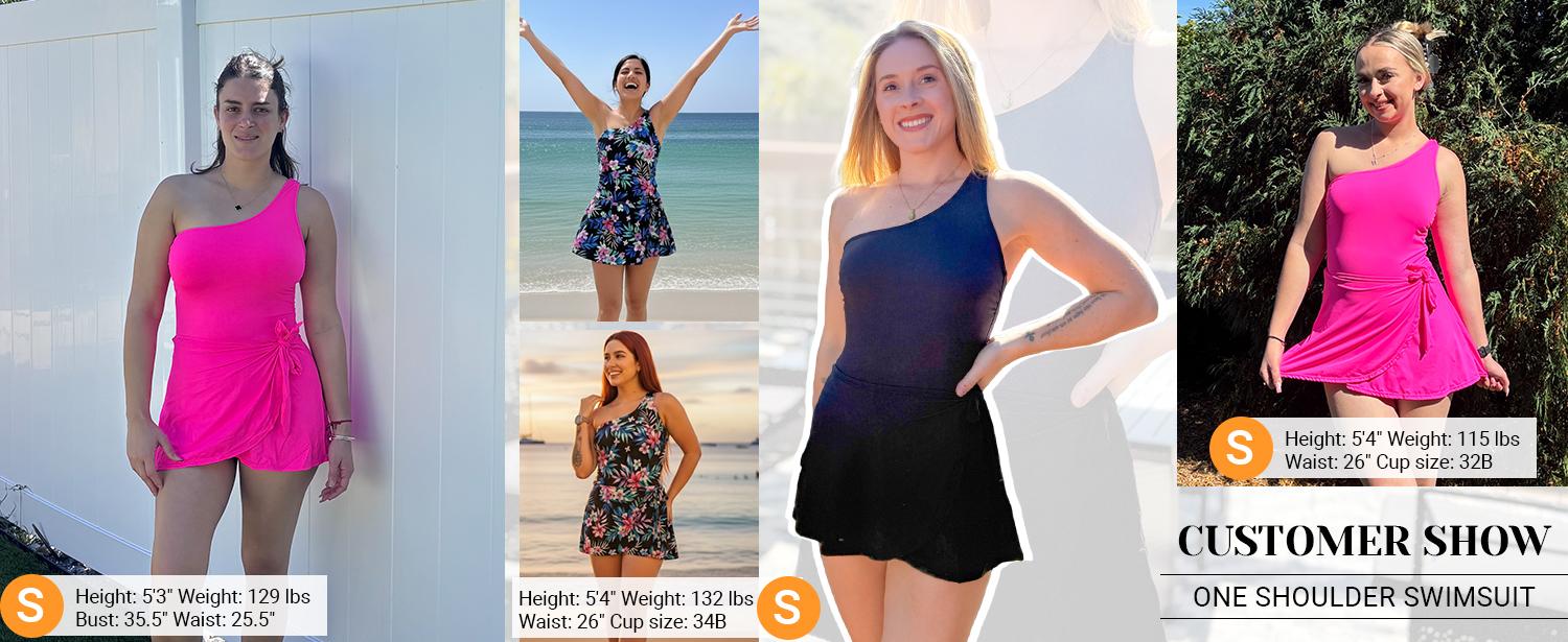 Daci Women's One Shoulder Swim Dress - Modest Bathing Suit One Piece Swimsuit with Skirt 2026