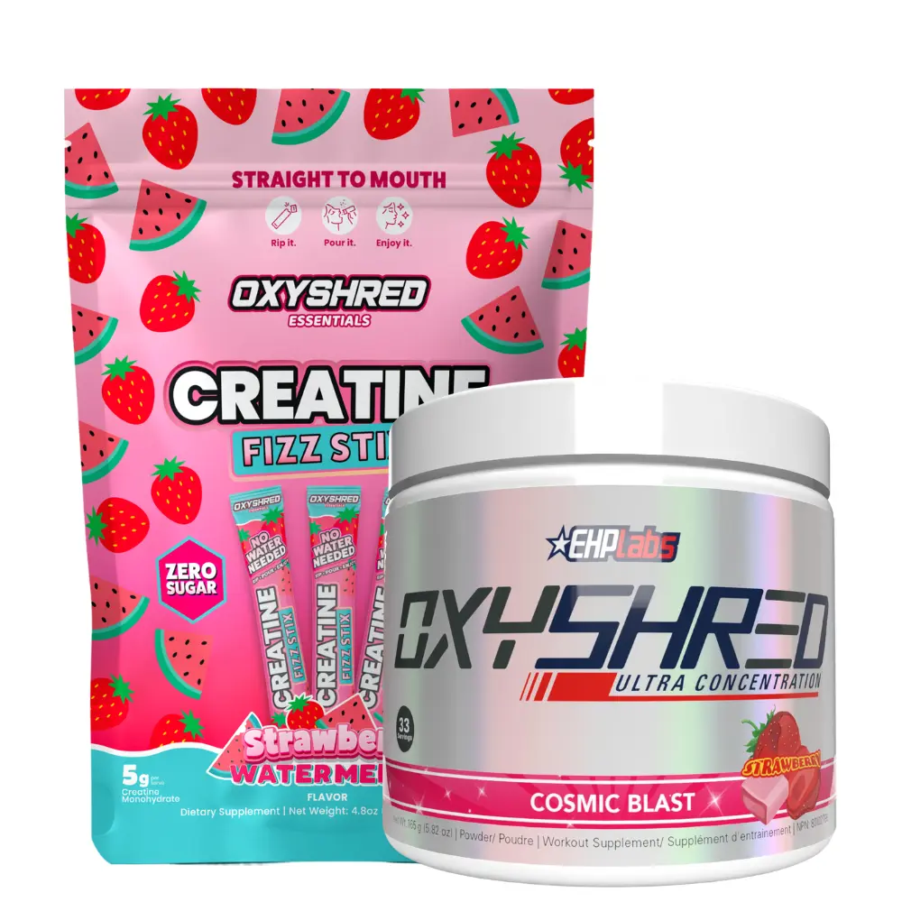 EHPlabs OxyShred Pre Workout & Creatine  Fizz Stix Bundle | OxyShred Ultra + Creatine Fizz Stix | Sugar-Free Pre-Workout Powder & 5g Creatine Monohydrate | Multiple Flavour Options