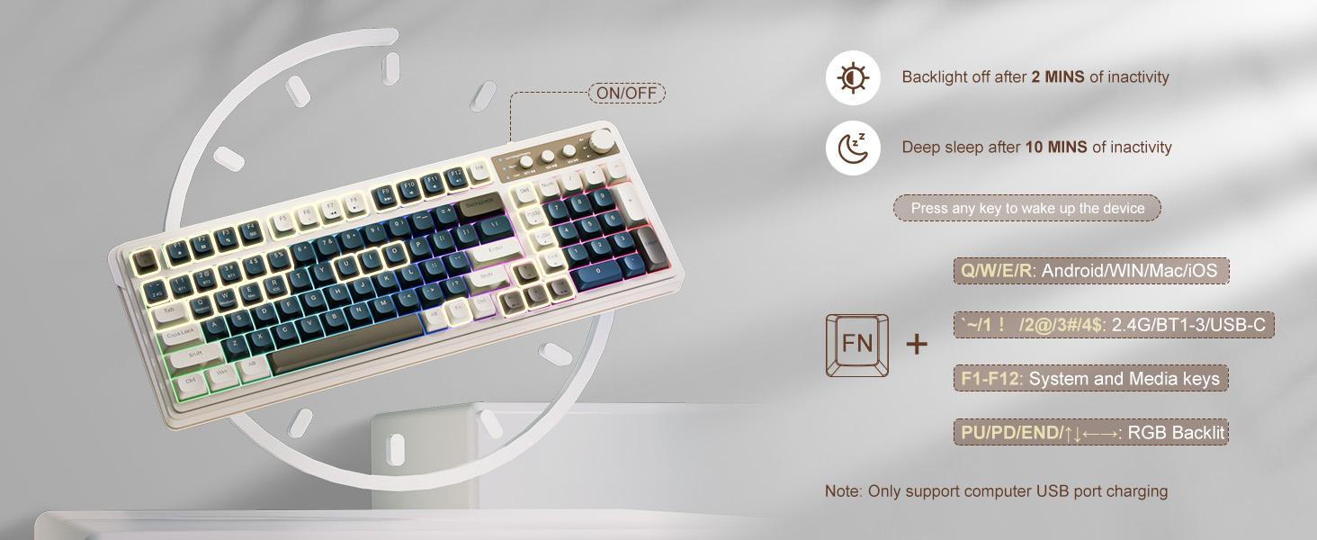 AULA S99 Key Keyboard,Tri-Mode Gaming Keyboard Bluetooth 2.4GHz USB-C Retro Creamy Color RGB Backlit Media Knob Number Pad for PC Mac Xbox S99 Keyboard Fixed Keycaps & Switches (Non-Replaceable) AULA S99 Key Keyboard,Tri-Mode Gaming Keyboard Bluetooth 2.4GHz USB-C Retro Creamy Color RGB Backlit Media Knob Number Pad for PC Mac Xbox S99 Keyboard Fixed Keycaps & Switches (Non-Replaceable)