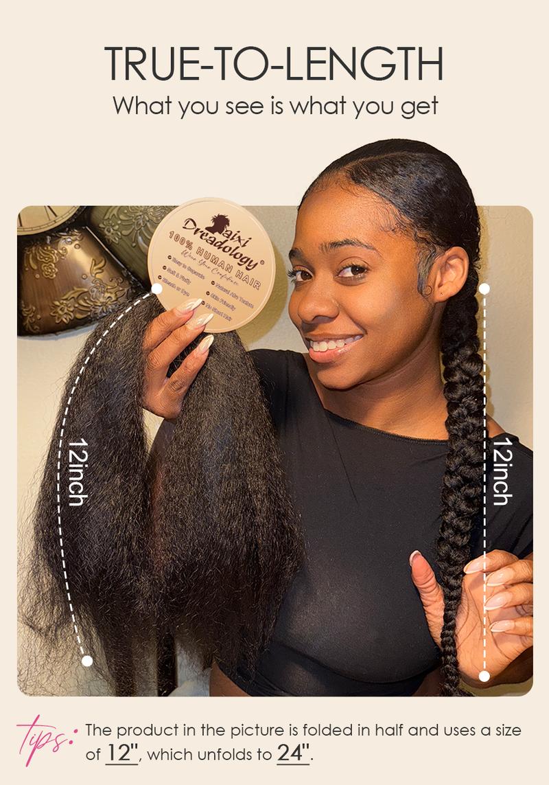 Pre Stretched Braiding Hair for Braids Twists Soft Human Hair Kinky Straight Texture 100% Virgin Hair Extensions
